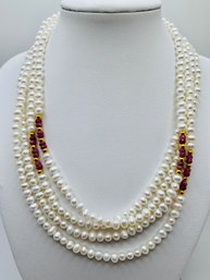 60 Inch Small White Pearl And Bead Necklace