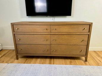 Crate And Barrel Keane Driftwood Six Drawer Dresser With Brass Hardware