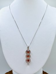 3 Gemstone Floating Pendant On 18 Silver Chain