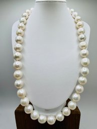 22 Inch 11-15mm Graduated Pearl Necklace With Silver Clasp