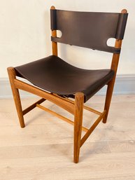 Single Fredericia Spanish Dining Chair - Borge Morgensen- Black Leather With Walnut  - Purchased For $3000