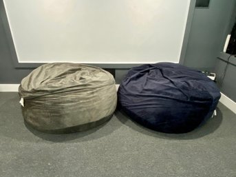 Pair Of Large Beanbag Chairs - Navy And Grey