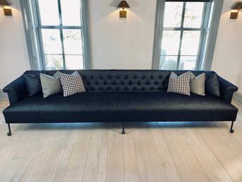 Long Custom BDDW Edmond Sofa With Iron Legs - 6 Custom Throw Pillows Are In Included