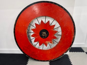 Antique Wooden Painted Roulette Wheel - Red And Black - Missing Pieces