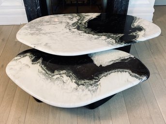 Holly Hunt Black And White Madagascar Cocktail Tables