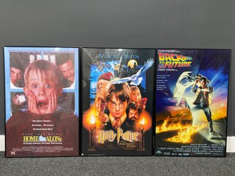 Set Of 3 Framed Movie Posters - Harry Potter, Home Alone, Back To The Future