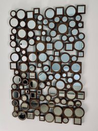 Modern Wood Squares And Circles Mirror