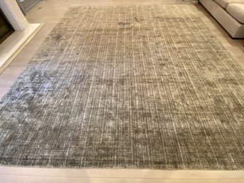 Large Silk And Wool Blend Rug - Tan, Black, Brown, Grey