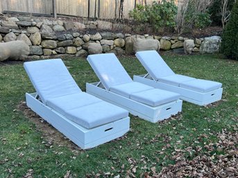 Set Of Three Sutherland Beachside Armless Chaises In Snow - VERY HEAVY  With Sand Cushions