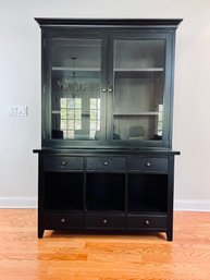 Pottery Barn Graham Hutch With Alden Console - Black - 6 Drawers, 2 Doors