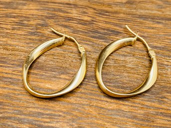 10k Yellow Gold Contoured Hoop Earrings