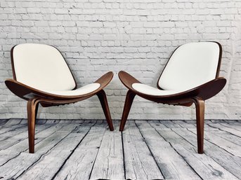 Set Of 2 Walnut And White Replica Potato Chip Chairs