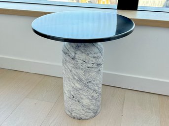 CB2 Black Metal & Marble Side Table