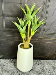 Faux Agave Plant In White Resin Pot