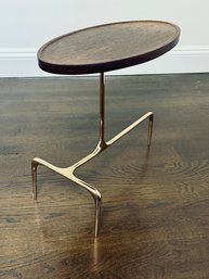 Caste Bridger Oval Side Table 3D Model - Dark Wood With Rose Color Gold Base