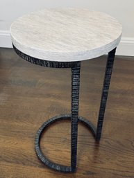 Kelly Forslund Triola Small Side Table - Handforged Iron Base With Bleached Hardwood Top - $2465.00