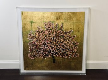 Signed Jack Frame Gold Leaf On Paper On Acrylic In An Acrylic Box - Apple Blossom - Two Of Two