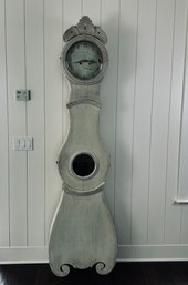 Distressed Painted Antique White Grandfather Clock With Key - Not Running Currently