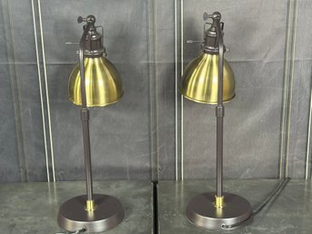 Pair Of Rivet Pike Factory Industrial Table Lamps