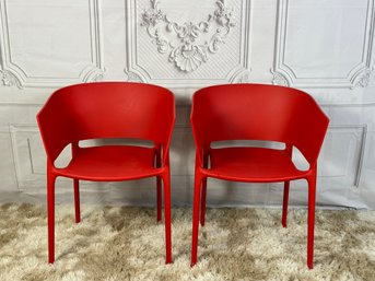 Pair Of Vondom Africa Outdoor Armchairs - Red - Purchased For $775 Each