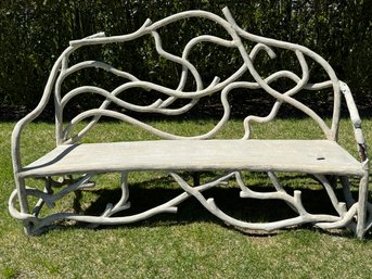 Incredible Concrete And Iron Outdoor Bench Faux Bois  - Weathered - MOVERS REQUIRED- Two Of Two