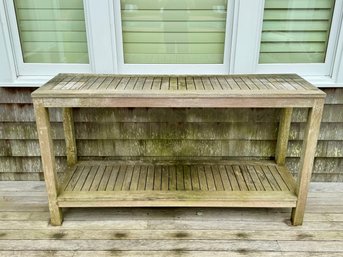 Outdoor Teak Console - Needs To Be Powerwashed
