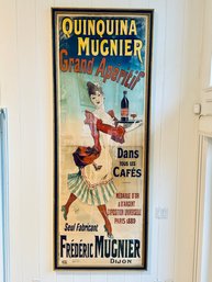 Large Framed Vintage French Poster By Jules Cheret - Quinquina Mugnier - Frederic Mugnier Dijon