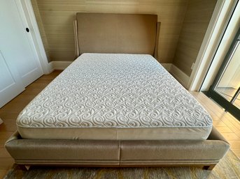 Beautiful Troscan Design Tan Velvet Queen Size Bed - Purchased For $21k