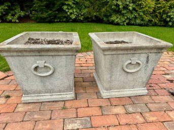 Pair Of Large Stone Planters  - Signs Of Use