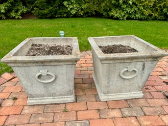 Pair Of Large Stone Planters  - Signs Of Use