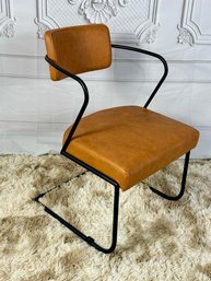 Single CB2 Gaff Chair In Brown With Black Metal