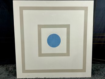 Abstract Print On Canvas - White, Tan And Blue