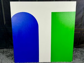 Abstract Print On Canvas - Blue And Green On White
