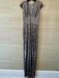 New With Tags Naeem Khan Silver/Gray Sequin Gown - Size 10