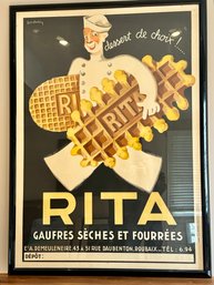 Large Framed Vintage Leon Dupin Poster - Rita, Gaufres Seches Et Fourrees