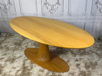 Unmarked, Modern Natural Wood Oval Dining Table