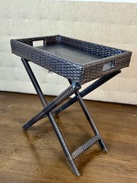 Dark Brown Outdoor Wicker Tray Table - Folding