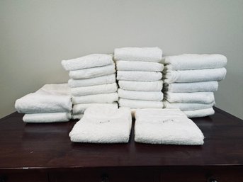 Collection Of White Bath Towels - Monogrammed With ECM (Last Name M)