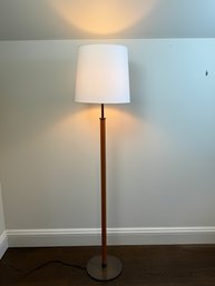 Italian Leather Wrapped And Metal Standing Lamp With White Paper Shade - Purchased For $6279.00