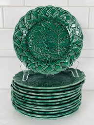 Set Of 12 Unmarked Green Cabbage Plates