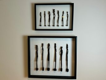 Pair Of Framed African Metal Figurines