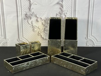 Pair Of Restoration Hardware Teen Metallic Compartment Tray - Gold