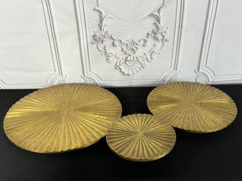 Set Of Three Painted Gold Wood Wall Decorations