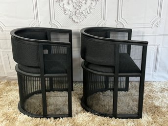 Pair Of CB2 Ross Cassidy Kaishi Chair - Black Fabric With Black Ash Frame Purchased For $600 Each