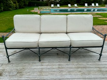 Woodard Landgrave Cast Aluminum Outdoor Sofa With Three Cushions