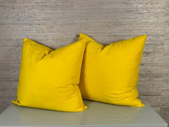 Pair Of Bright Yellow Decorative Pillows - Ultra Suede