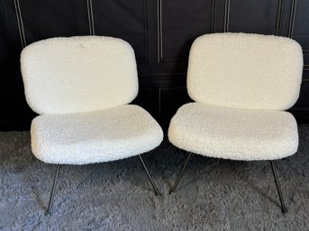 Pair Of Four Hands Irondale Caleb 22' White Fur Accent Chairs - Purchased For $495 Each