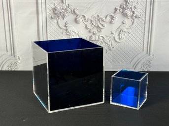 Pair Of Blue Acrylic Office Accessories