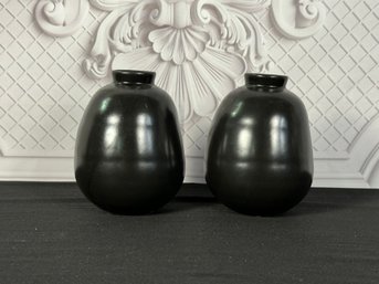 Pair Of Unmarked Earthen Brown Vases