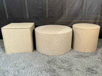 Set Of Three Blu Dot Fabric Stools